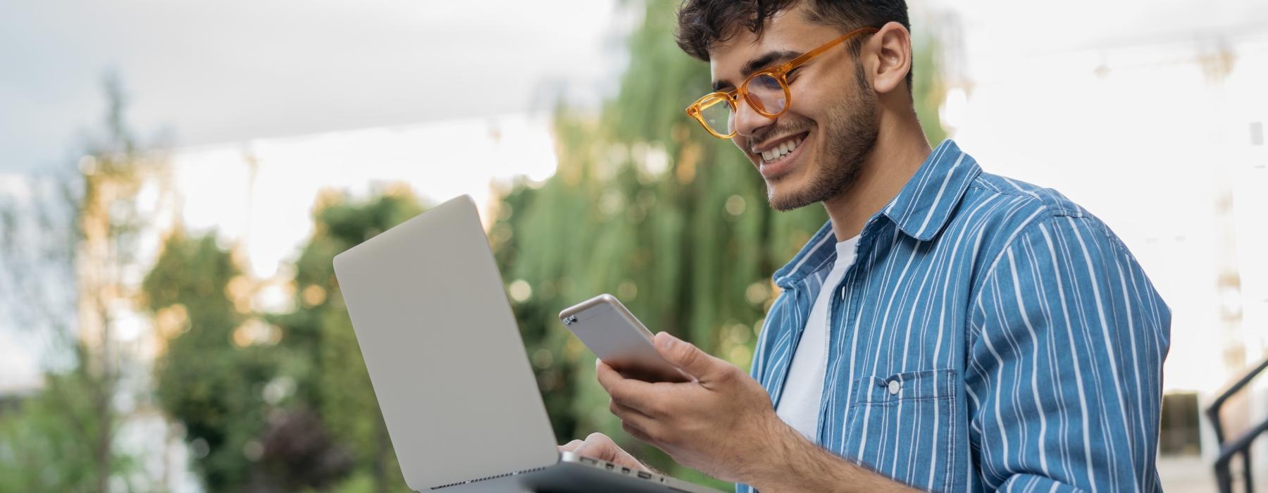 a man using a laptop