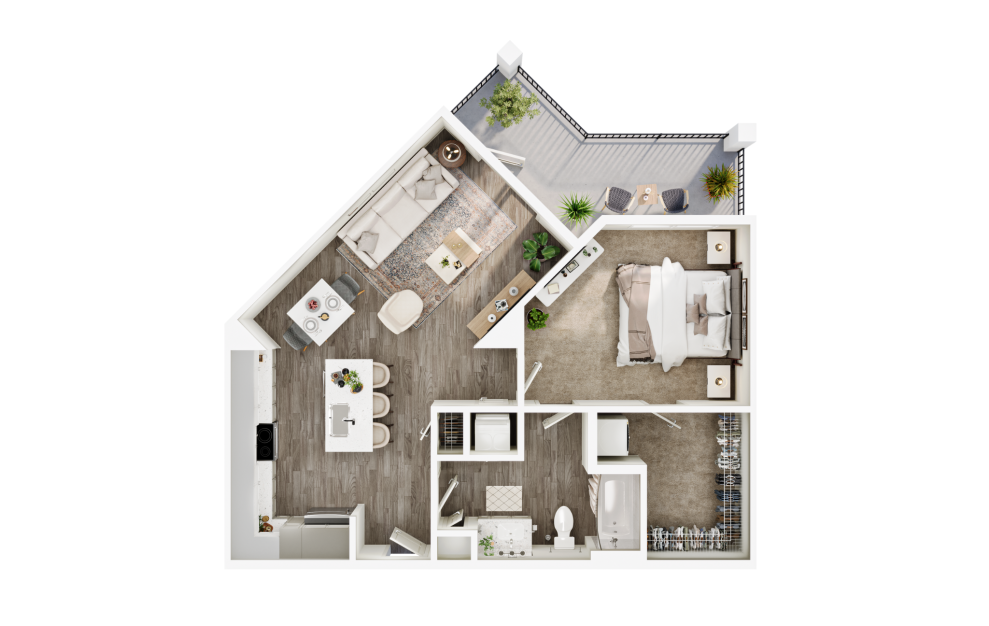 A4 - 1 bedroom floorplan layout with 1 bath and 794 square feet. (3D)