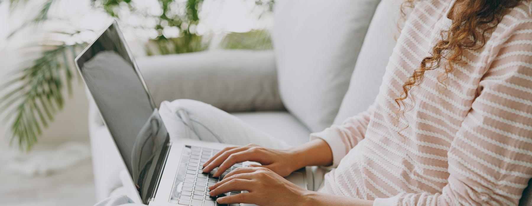 a woman using a laptop